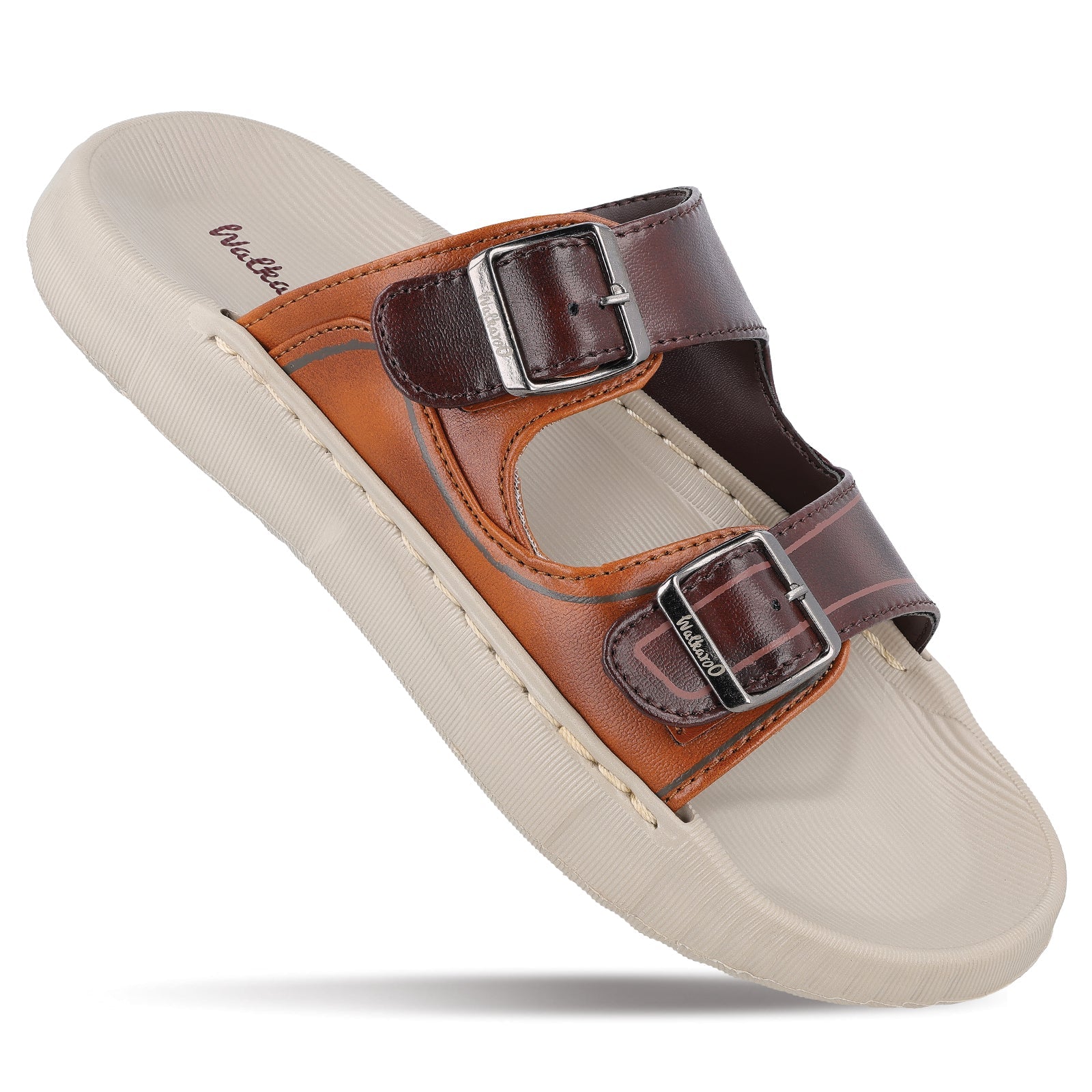 Walkaroo Men Cup Model Brown-Tan Slippers