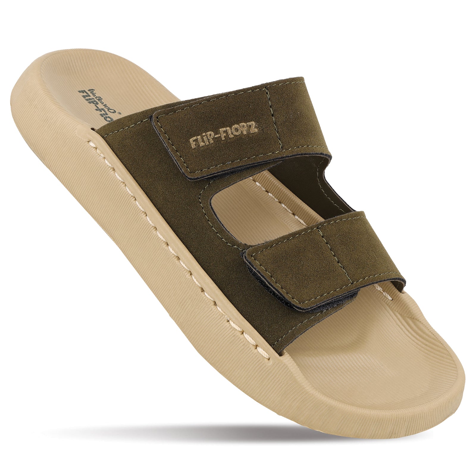 Walkaroo Men Premium Cup Model Khaki-Olive Slippers